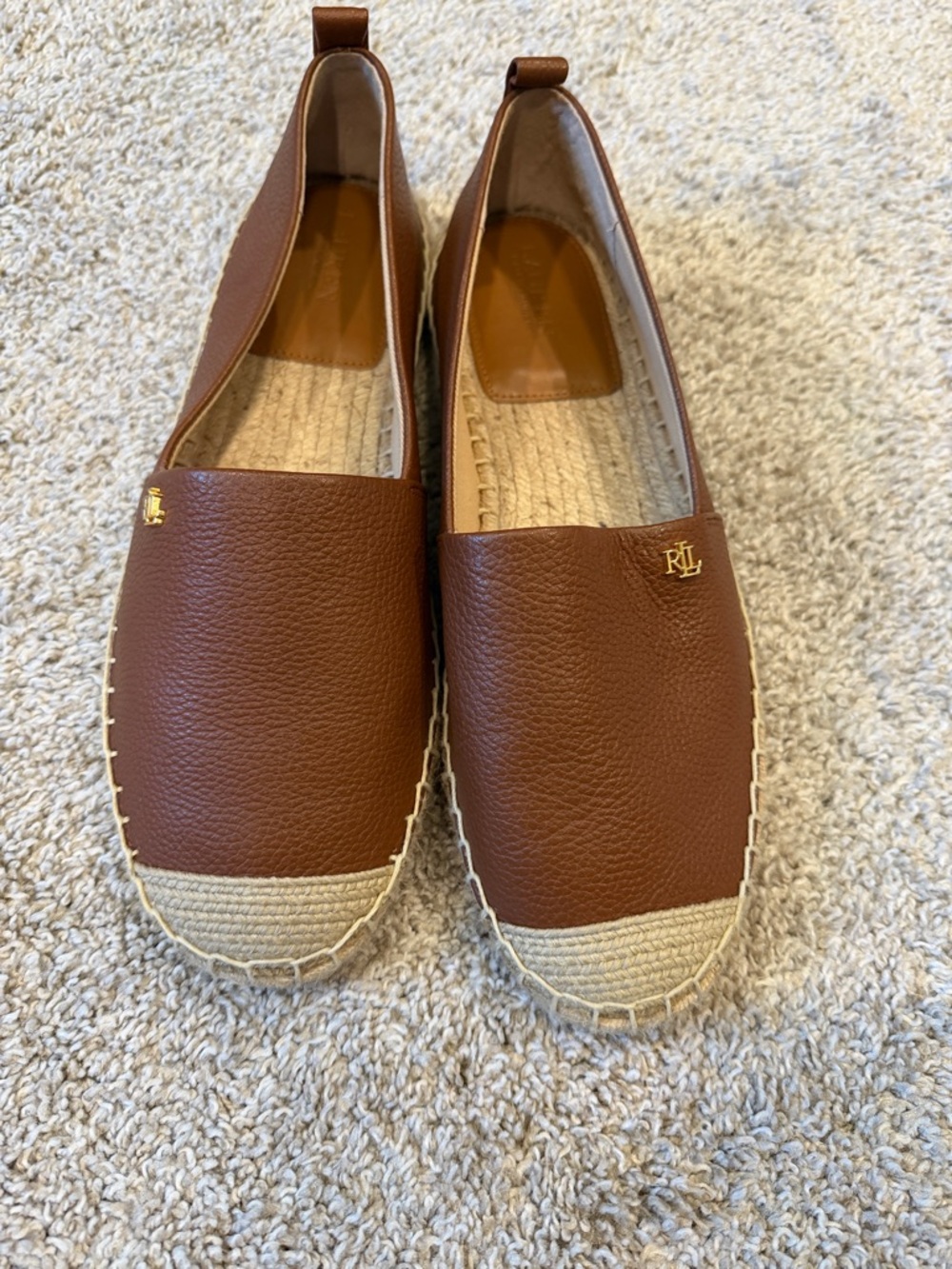 Ralph Lauren Chestnut Leather Espadrille Flats